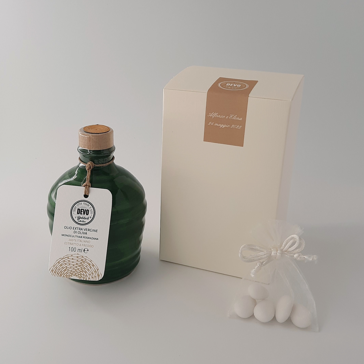 Molto Mini da 100 ml - orcio in ceramica artigianale pugliese con 100 ml di olio extra vergine d'oliva - Wedding box personalizzata