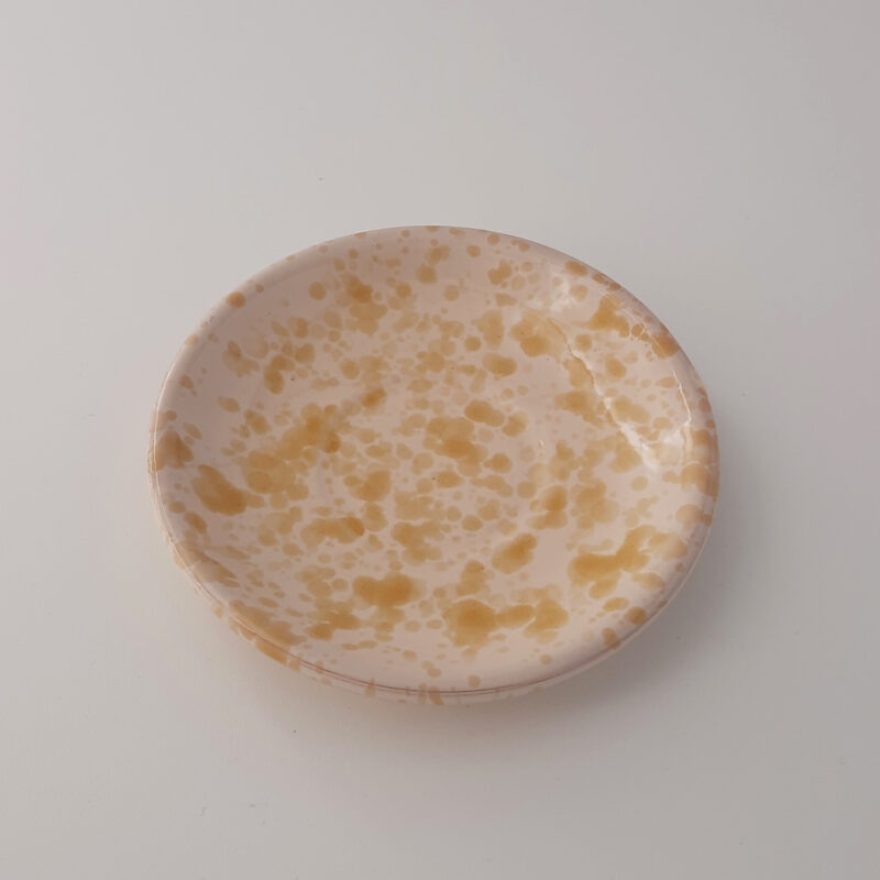 piattino con decoro a macchie giallo singolo diametro circa 12 cm - segnaposto - idea regalo - natale - bomboniera - bubboli