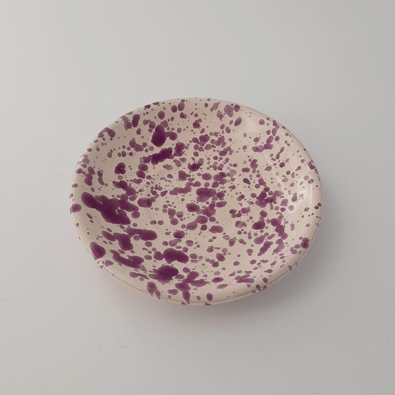 piattino con decoro a macchie melanzana singolo diametro circa 12 cm - segnaposto - idea regalo - natale - bomboniera - bubboli