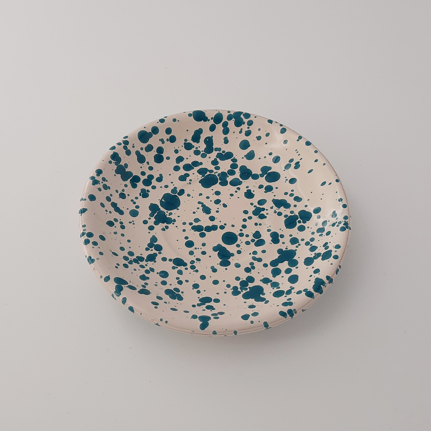 piattino con decoro a macchie turchese singolo diametro circa 12 cm - segnaposto - idea regalo - natale - bomboniera - bubboli