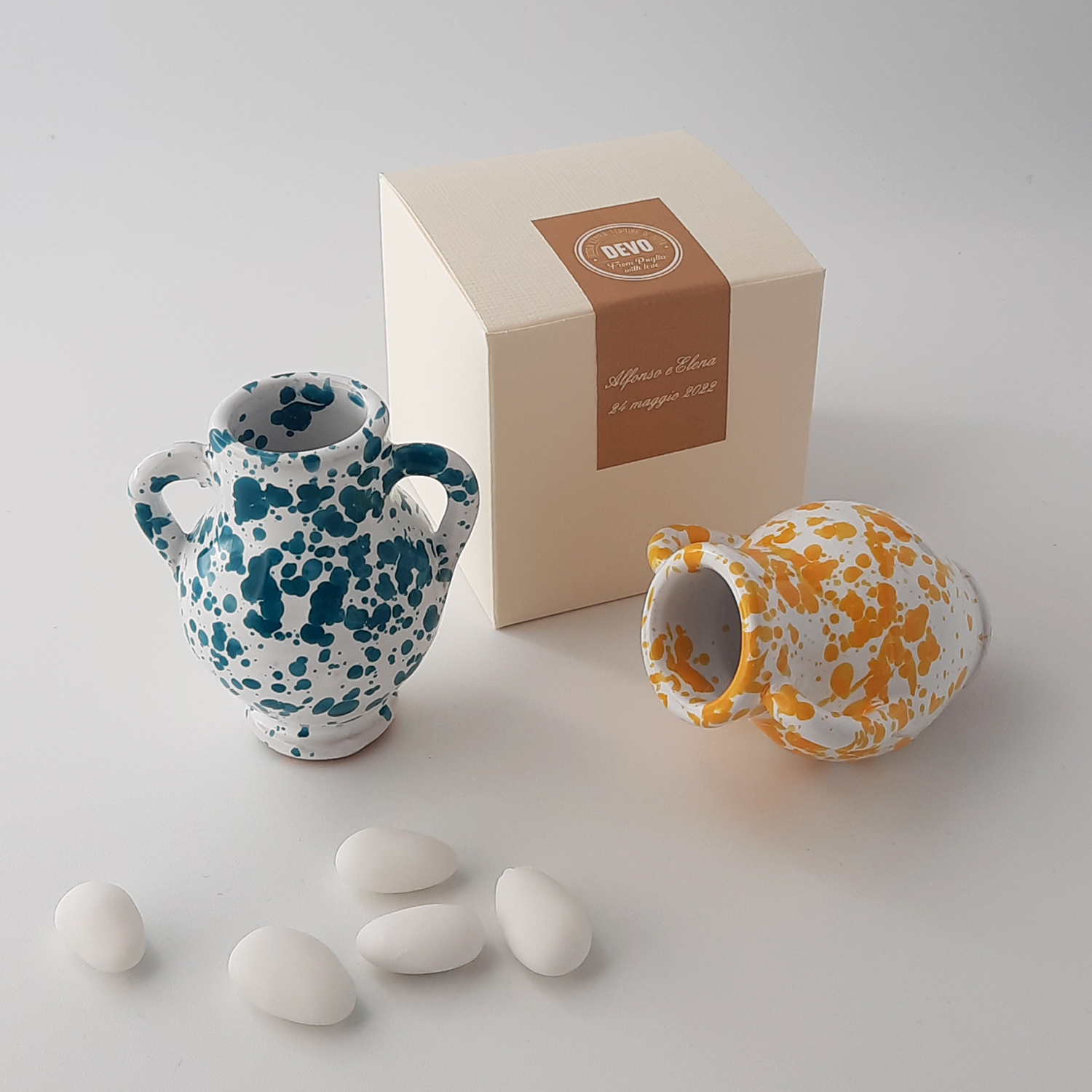 Mini Capasone in ceramica artigianale pugliese con Wedding Box