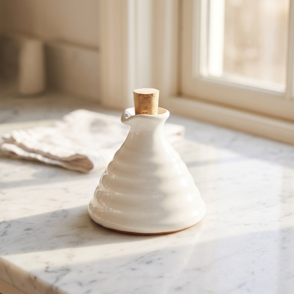 trulletto oliera in ceramica bianca